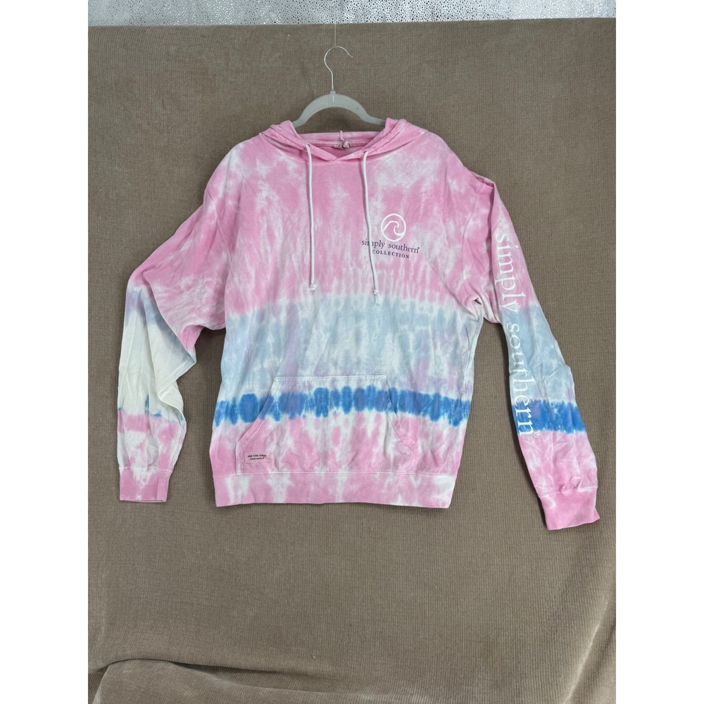 Simply Southern Pink Blue Tie Dye Sea Turtle Graphic Hoodie Sweatshirt XXL